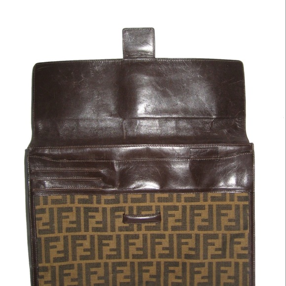 Vintage Fendi Made In Italy Brown Zucca Clutch Handbag - Picture 4 of 5